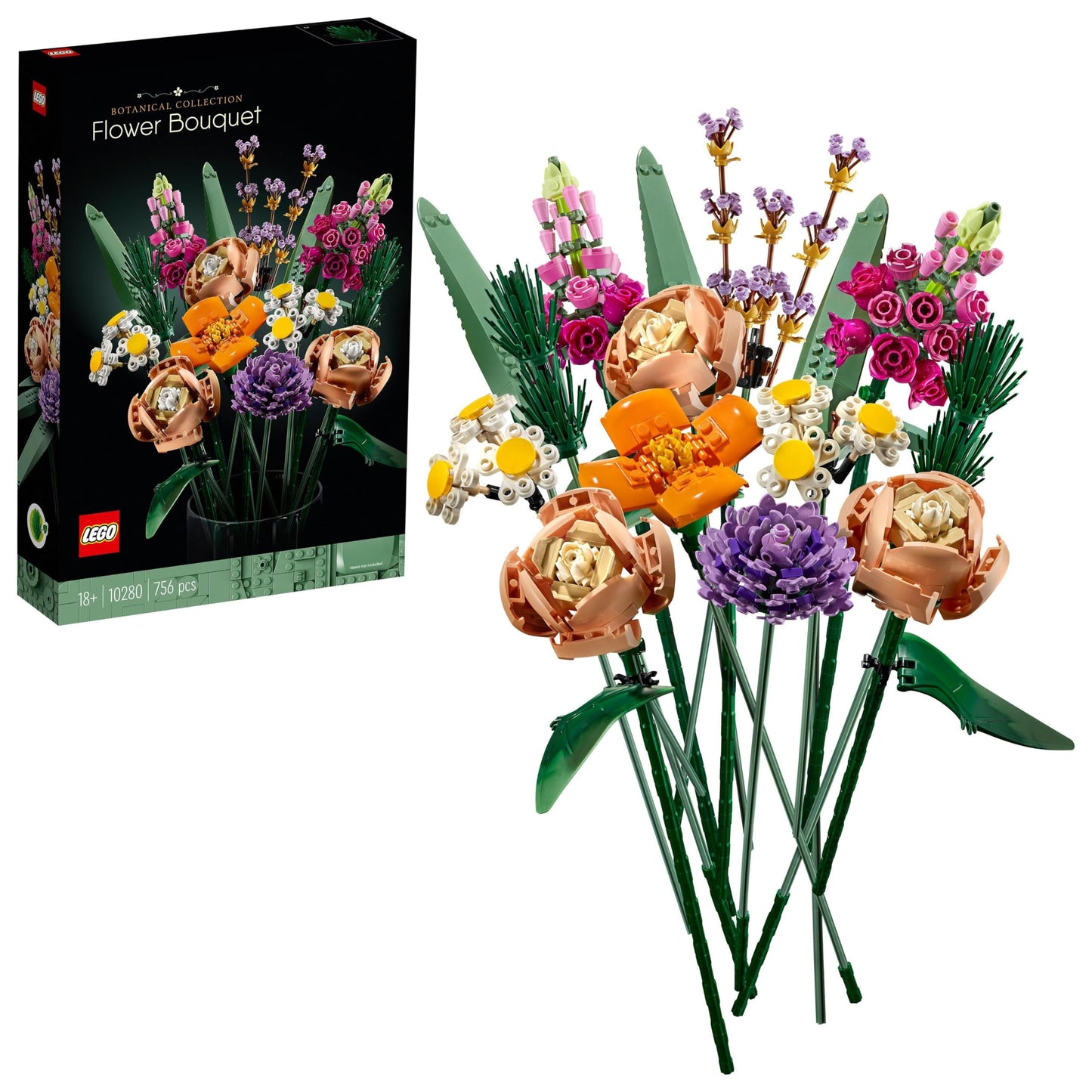 LEGO Botanicals ziedu pušķis, mākslīgo ziedu komplekts pieaugušajiem, istabas dekors un dāvana, Botanik kolekcija 10280