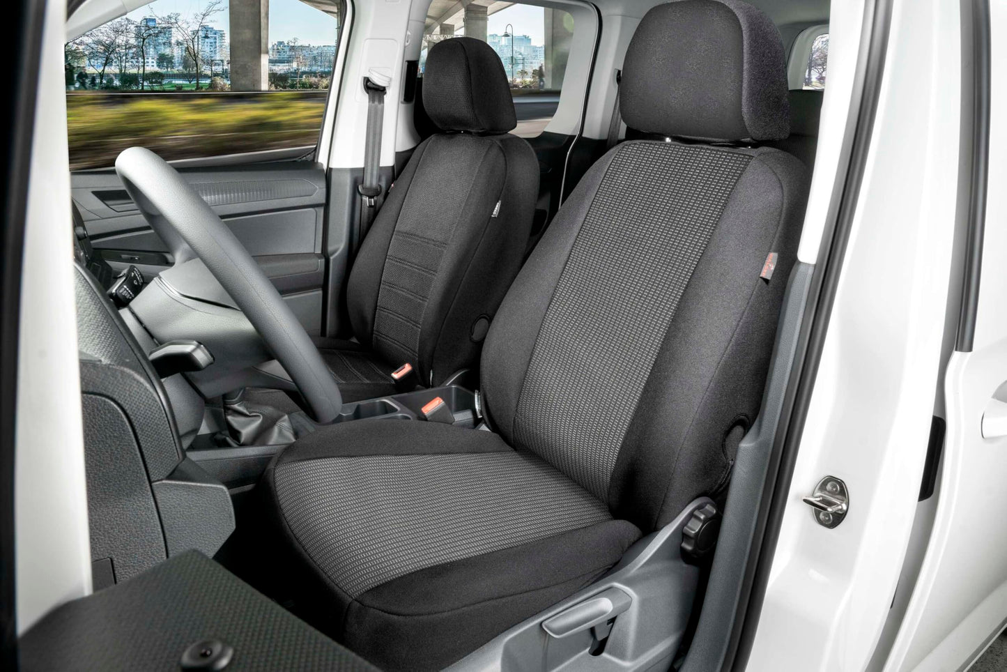 WALSER transportlīdzekļu sēdekļu pārvalki VW Crafter, Mercedes Sprinter, 1 atsevišķam vadītāja sēdeklim (izgriezums labajam roku balstam), premium žakarda auto sēdekļu pārvalki furgonam