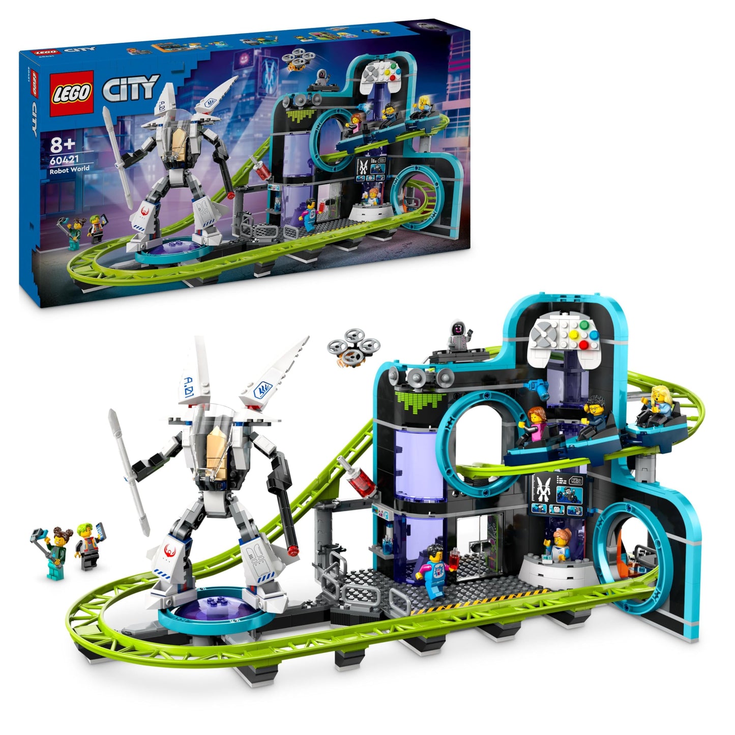 LEGO City amerikāņu kalniņi - robota mehānismu, rotaļlietu atrakciju parks, komplekts zēniem un meitenēm no 8 gadiem.
