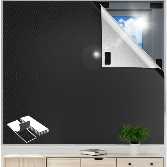 Tumšojošs rullo aizkars bez urbšanas 400 x 145 cm, logu aptumšošanas audums, jumta logu saules aizsardzība, pārnēsājams ceļojumu aptumšošanas rullo aizkars bez urbšanas logiem un Velux, brīvi griežams