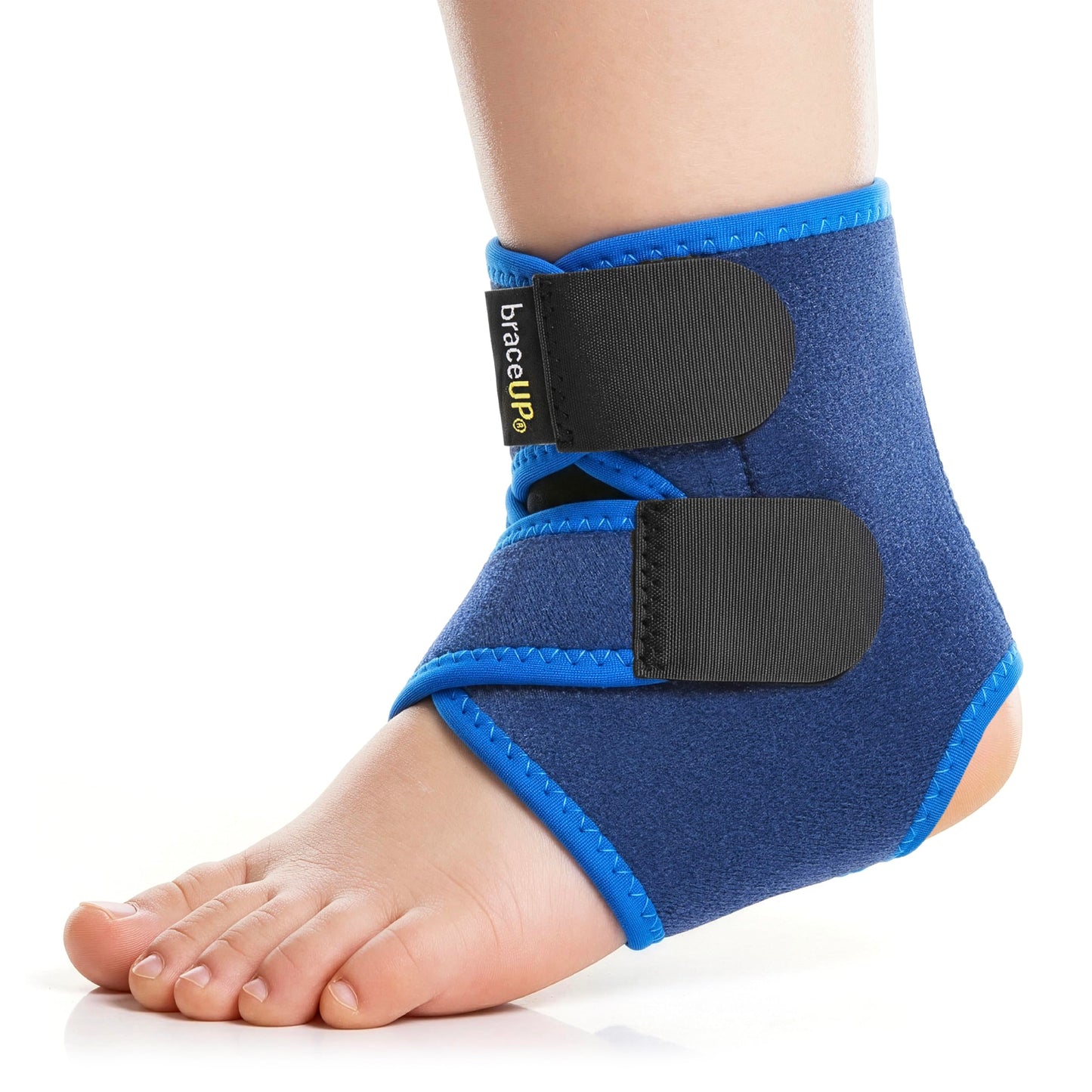 Potītes ortoze bērniem BraceUP – regulējama potītes un pēdas bandāža zēniem un meitenēm (100–150 cm), sastiepumiem, sportam un ikdienai (S)