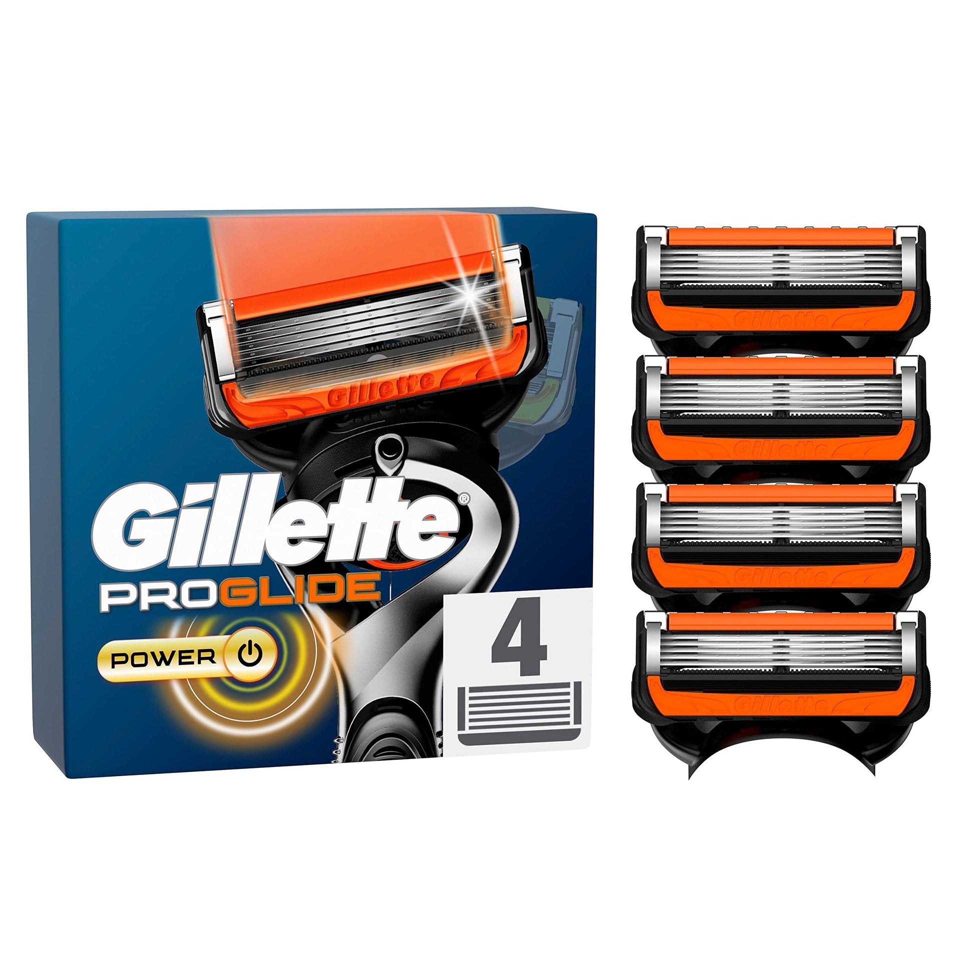 Gillette ProGlide Power skuvekļu asmeņi, 4 rezerves asmeņi mitru skuvekļu vīriešiem ar 5 asmeņiem