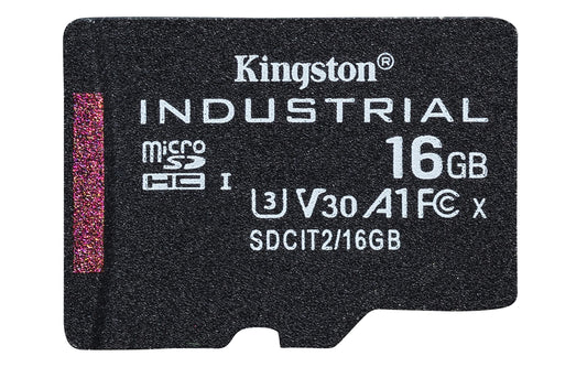 Kingston Industrial microSD -16GB microSDHC Industrial C10 A1 pSLC karte vienā iepakojumā bez adaptera - SDCIT2/16GBSP