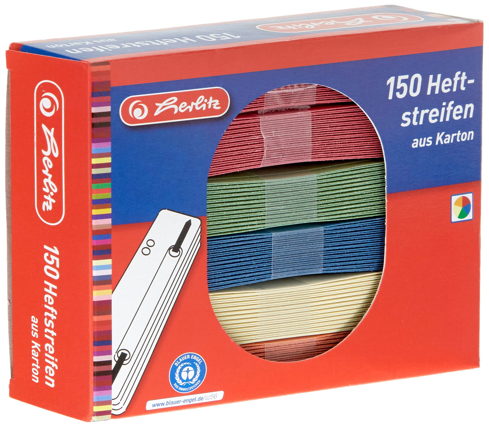 Herlitz pārstrādāti mapju ieliktņi - 150 gab. iepakojums, dažādas krāsas, videi draudzīgi un izturīgi.