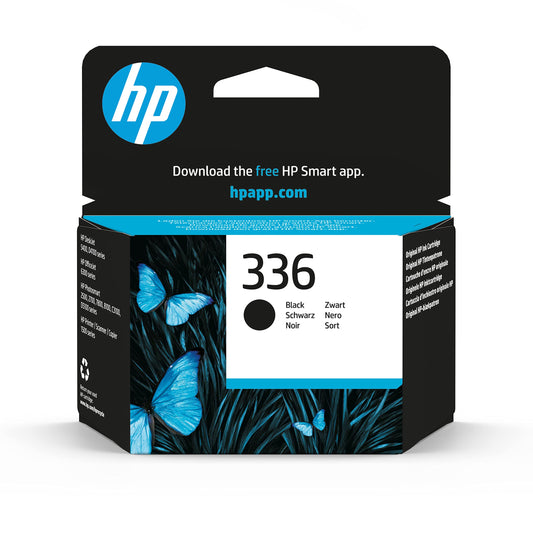 HP 336 melna oriģinālā tintes kasetne - saderīga ar Deskjet, Officejet, Photosmart printeriem, augsta kvalitāte.