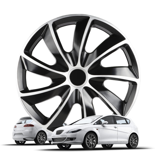 Radkapes Walser Premium Aero Bicolor, 4 gab. komplekts, 14 collu, melnas/sudraba, piemērotas tērauda un alumīnija diskiem, Made in Europe