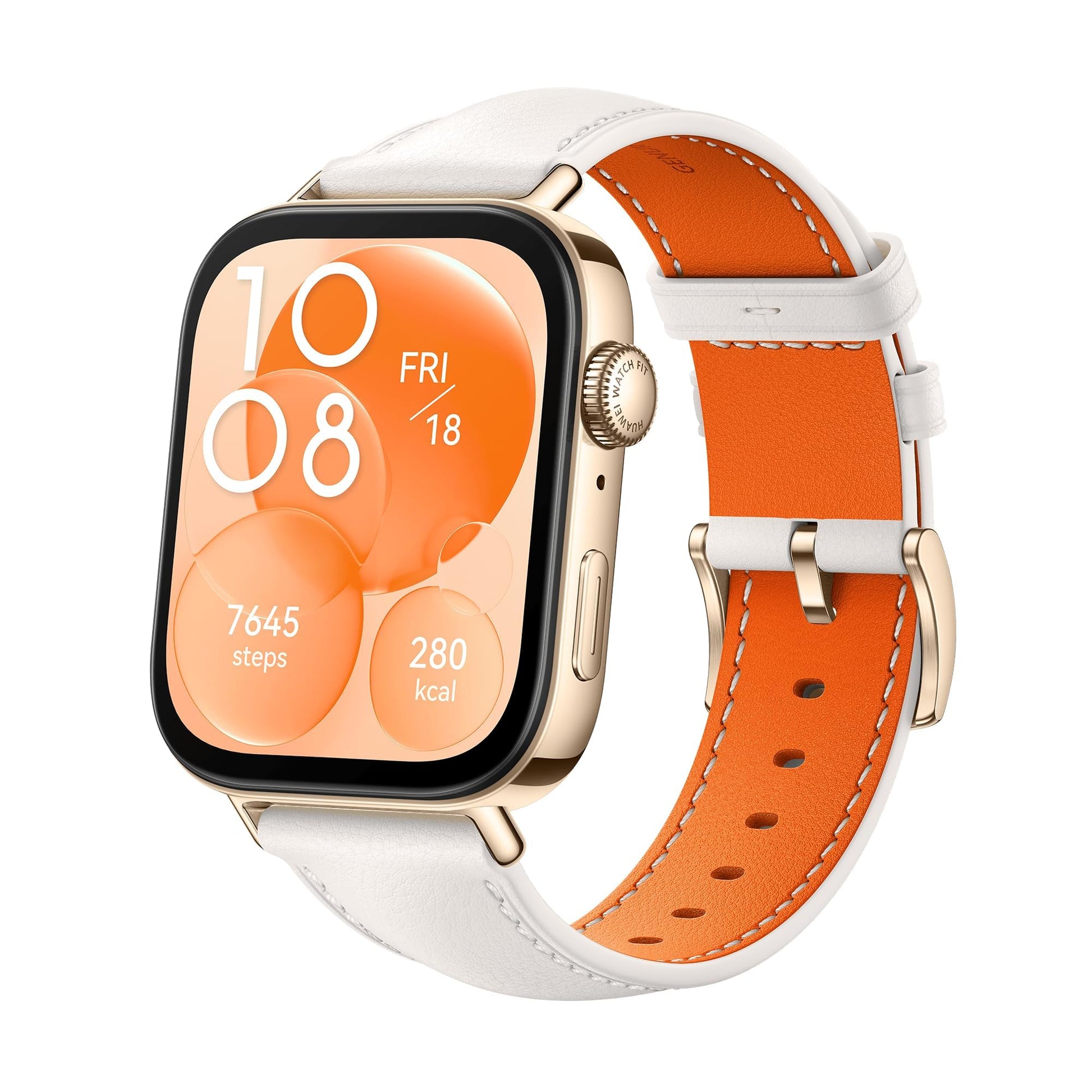 HUAWEI Watch FIT 3 - Bluetooth, GPS, 1.82" AMOLED, aluminum case, 10-day battery, health and fitness management, white leather