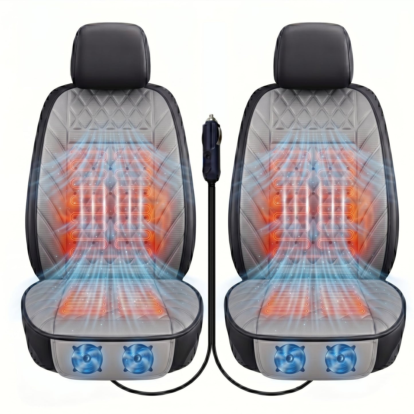 Ctopkatuo 12V auto klimata sēdekļa uzlikas, dzesējoša ventilācija un apsildāma sēdekļa uzlika, 3D sieta audums, klusi ventilatori, universāls auto un SUV sēdekļa pārvalks, pelēks