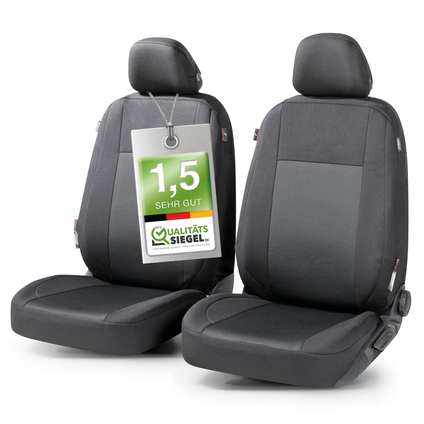 Auto sēdekļu pārvalki Walser Premium Ardwell ar rāvējslēdzēju, ļoti laba kvalitāte, 2 priekšējo sēdekļu pārvalki melns/pelēks 11867