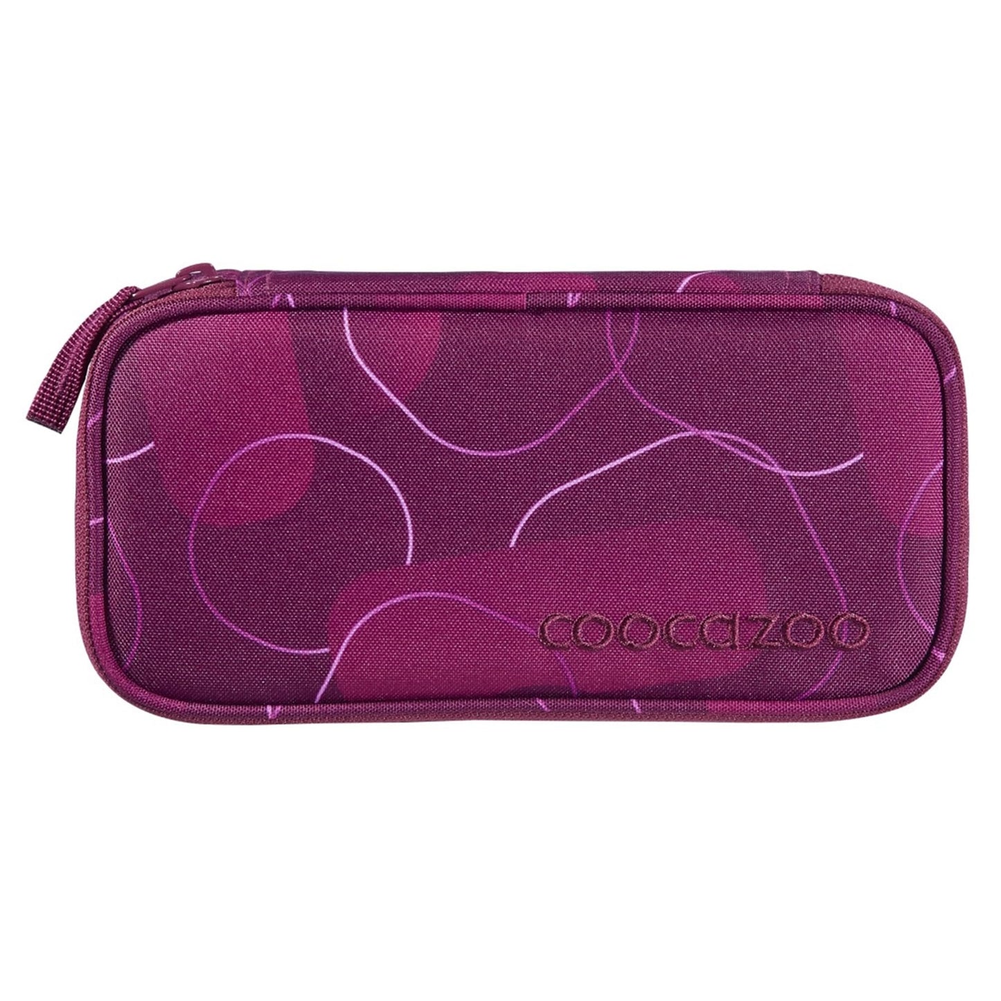 coocazoo penālis “Berry Bubbles”, rozā-pelēks, penālis, liels galvenais nodalījums, cilpas cirkulim, trijstūra lineālam un lineālam, stundu saraksta nodalījums, zīmuļu turētājs, rāvējslēdzēja kabata, no 3. klases