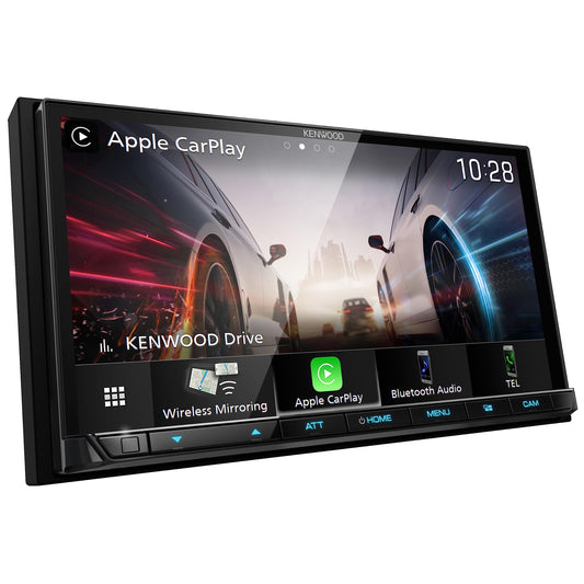 KENWOOD DMX8021DABS - 17,7 cm (7") digitālais mediju AV uztvērējs ar bezvadu CarPlay & Android Auto (4x50W, DAB+/FM, BT, 3x Pre-Out 4V, USB-C, iPod/iPhone kontrole)