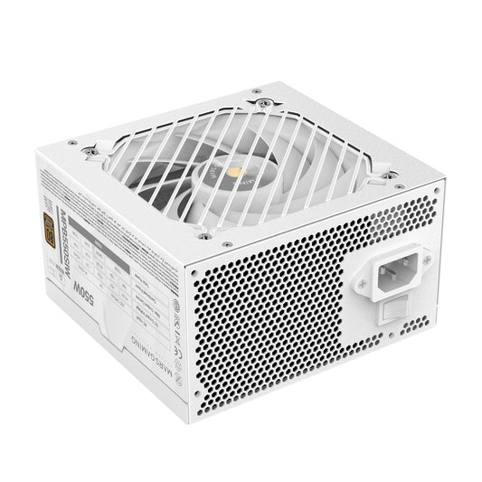 MARSGAMING MPB550SI - 550W PC-ATX power supply, 80Plus Bronze, 90% efficiency, silent fan, 7-year warranty, white.