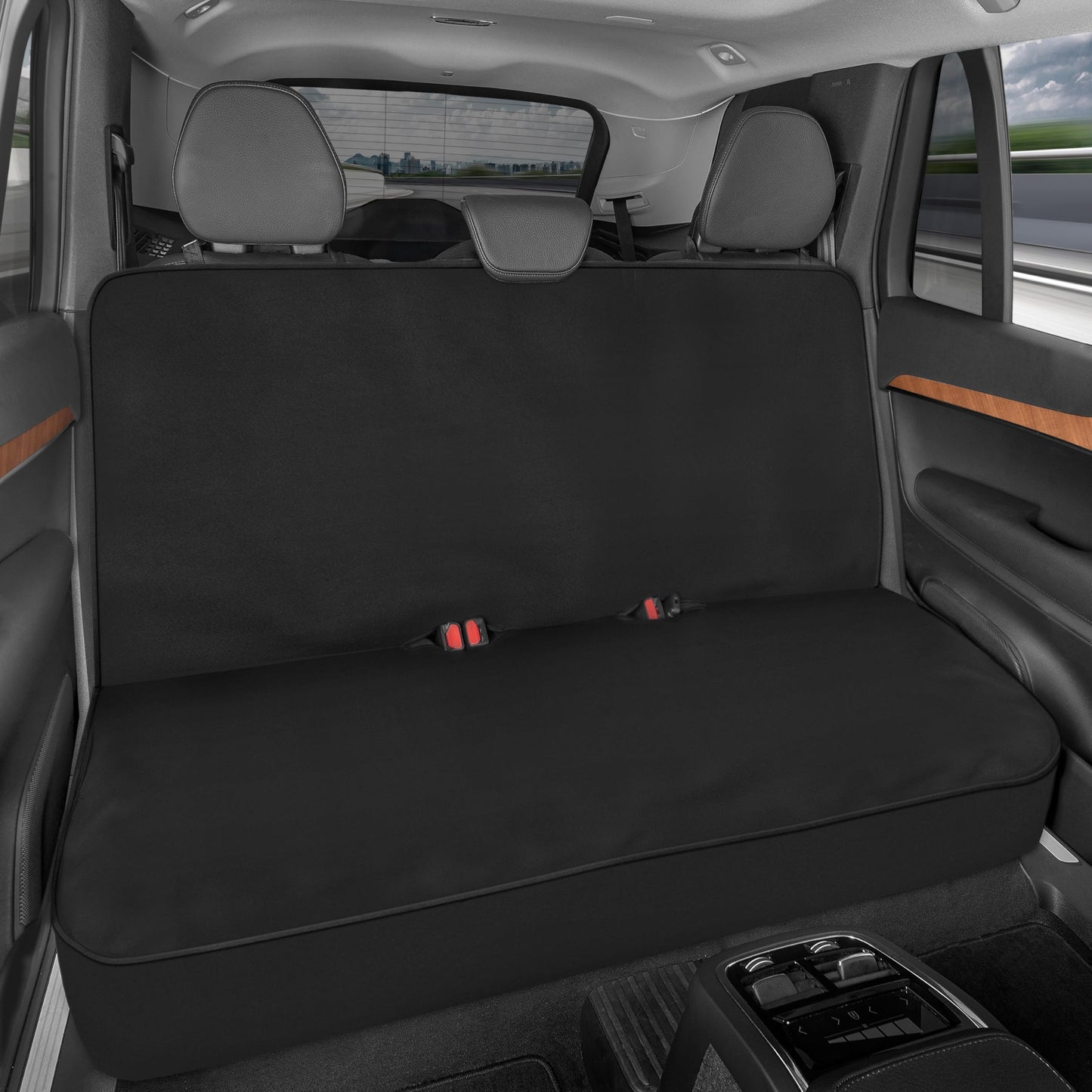 Ūdensnecaurlaidīgs aizmugurējā sēdekļa pārvalks Motor Trend BDK AquaShield, polsterēts neoprēns, melns, bērniem un suņiem, universāls automašīnām, kravas auto, furgoniem un SUV
