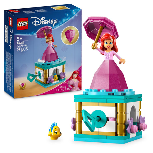LEGO Disney Princess Ariela muzikālā lādīte - fantāzijas spēļu komplekts ar Fabiusa figūru, dāvana meitenēm no 5 gadu vecuma.