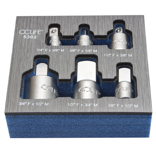 Adapteru galvas uzgaļu komplekts CCLIFE 1/4 uz 3/8, 3/8 uz 1/4, 3/8 uz 1/2, 1/2 uz 3/8, 1/2 uz 3/4, 3/4 uz 1/2
