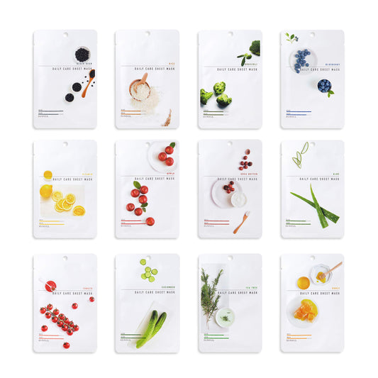 [12 gab. komplekts] EUNYUL Daily Care sejas auduma maskas, 12 veidi, 22 ml x 12 gab., korejiešu ādas kopšana, hipoalerģiska Tencel maska ar dabīgām sastāvdaļām