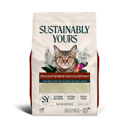 Kaķu pakaiši Sustainably Yours – maisījuma granulu formula 4,5 kg