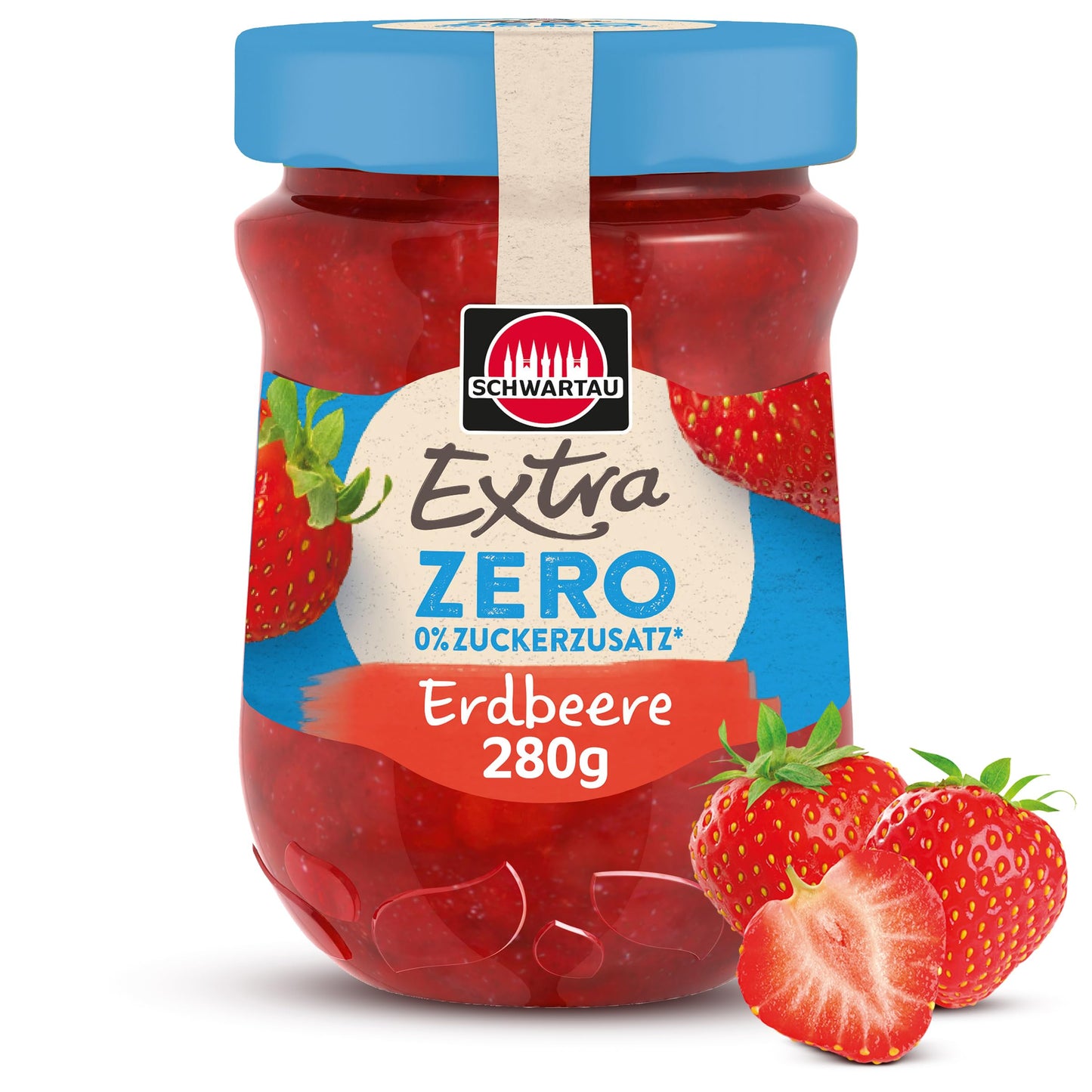 Schwartau Extra Zero zemeņu ievārījums, bez pievienota cukura, 15 kcal uz 25g, 280 g