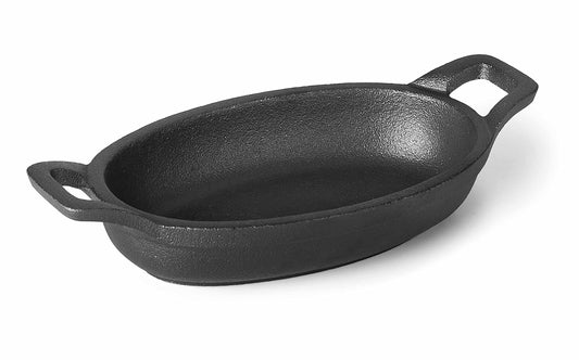 Lacor OVALA PANNA AR KOKA TURĒTĀJU - 21.7x15 cm cast iron pan, black, durable, perfect for cooking and serving.