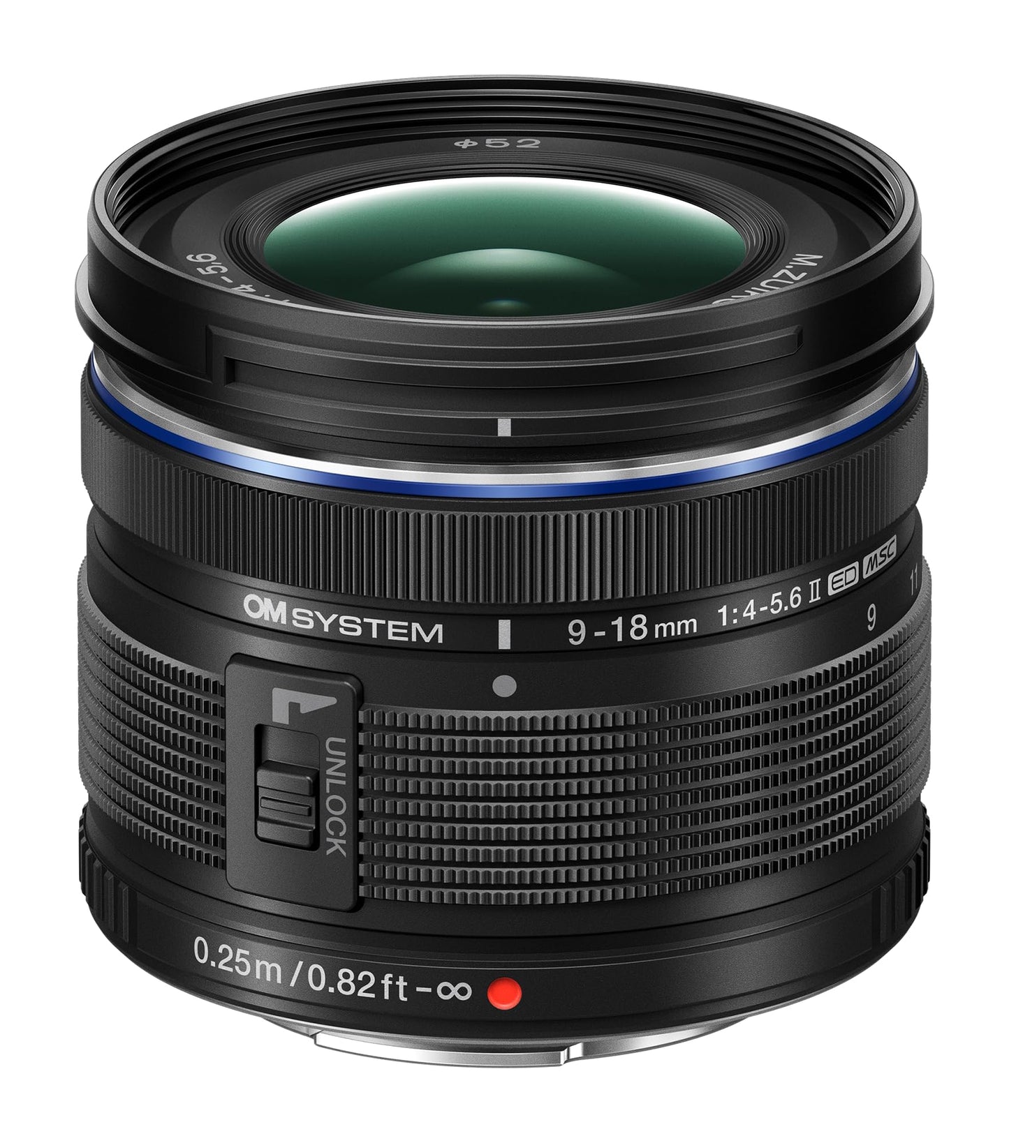 OM SYSTEM M.Zuiko Digital ED 9-18mm F4.0-5.6 II objektīvs, plaša leņķa zoom, piemērots visām MFT kamerām (Olympus OM-D & Pen modeļi, Panasonic G sērija) melns