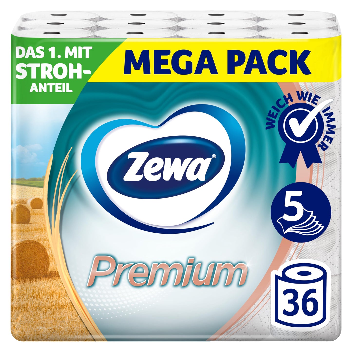 Sausais tualetes papīrs Zewa Premium, 6 x 110 loksnes, Mega iepakojums ar 6 x 6 ruļļiem, katrā 110 loksnes, 29870