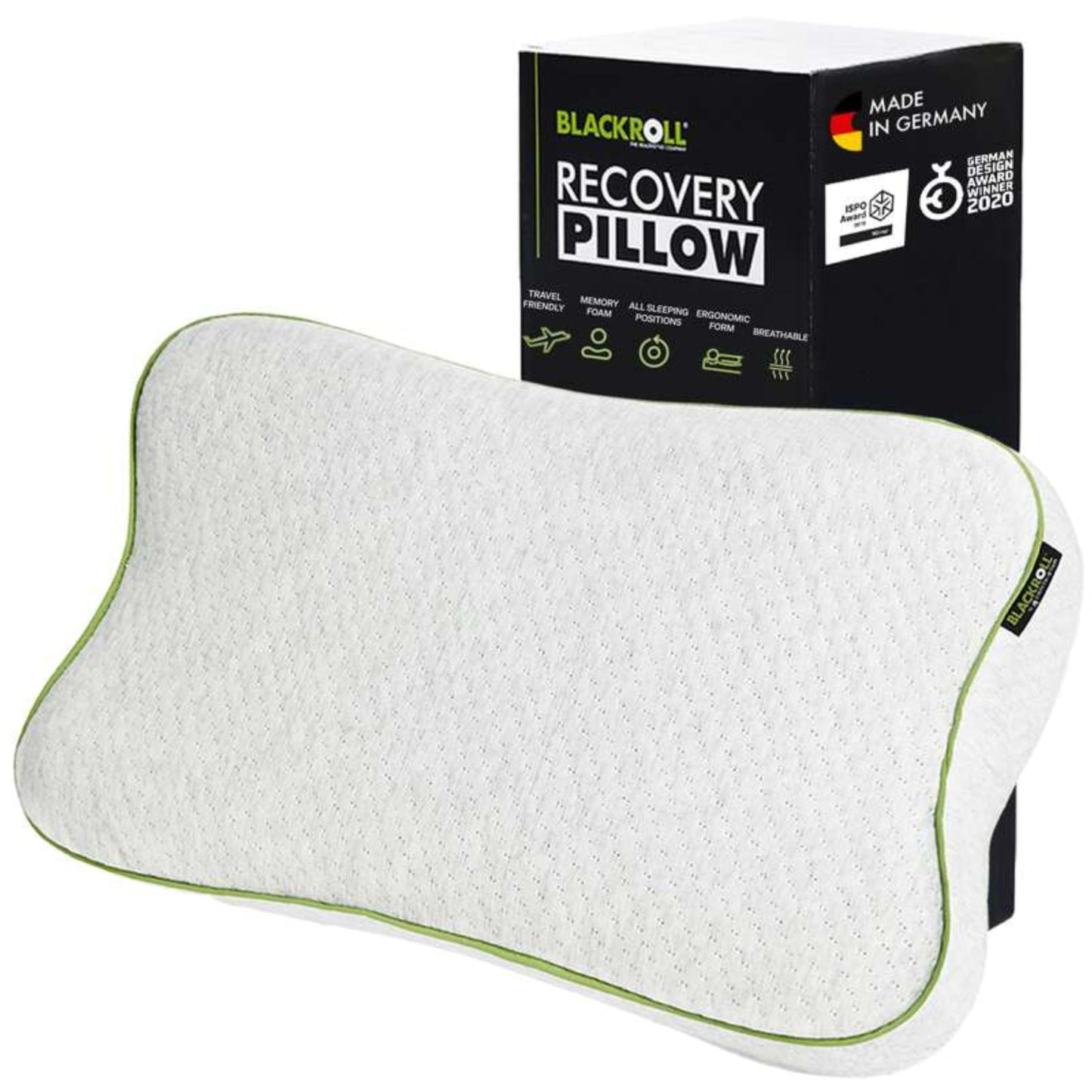 BLACKROLL® Recovery Pillow 50 x 30 cm – ergonomisks ceļojumu spilvens, Viscose Memory foam, Made in Germany