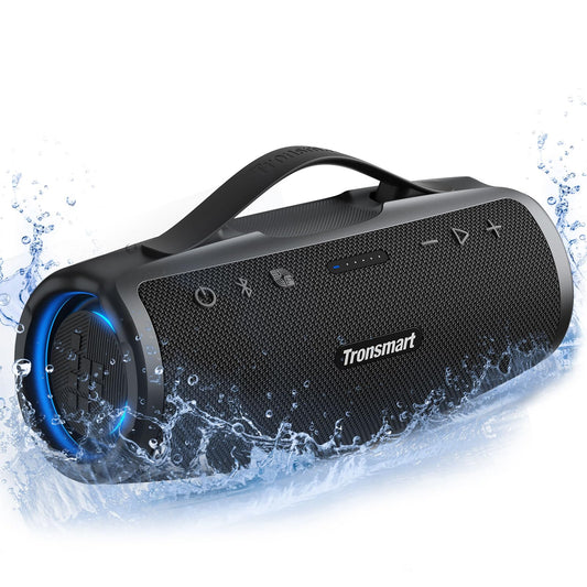 Tronsmart Mirtune S100 Bluetooth skaļrunis, IPX7 ūdensizturīgs, 5.3 Bluetooth, 20 stundu ilga akumulatora darbības laiks āra ballītēm, piemērots pludmalei, āra aktivitātēm un citām ainām (Melns)