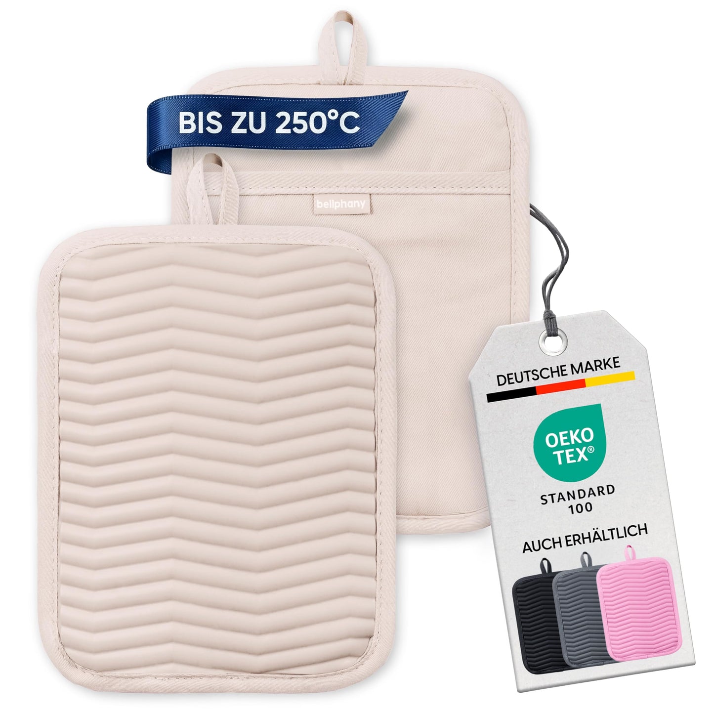 Silikona katlu turētāji Bellphany, 2 gab. komplekts, beige