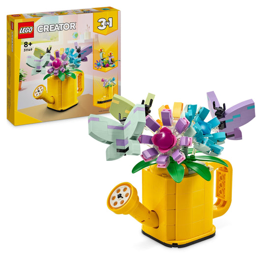 LEGO Creator 3in1 Watering Can Set - Build a watering can, flower bouquet, rubber boots, or 2 toy birds, creative gift for ages 8+