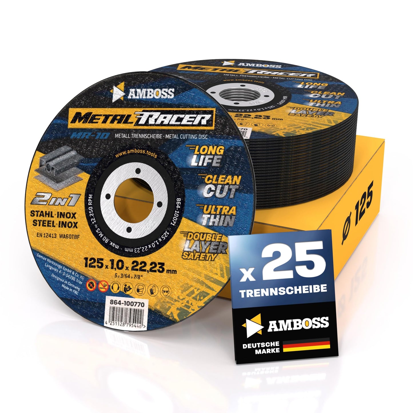25x metāla griešanas disks 125 x 1,0 mm - plāni flex diski tēraudam
