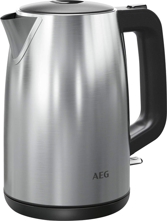 AEG K3-1-3ST tējkanna - 1,7 l, 3-kārša drošības izslēgšana, ūdens līmeņa indikators, 360° rotējošs pamatne, nerūsējošais tērauds