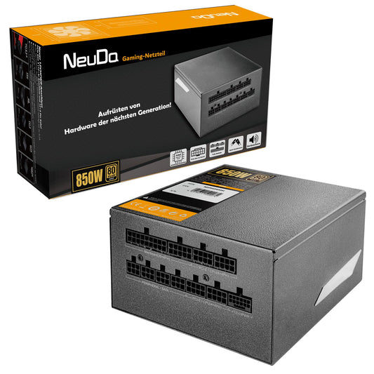 NEUDA ATX 850W Power Supply - 80Plus Gold, cable management, black, ideal for gaming setups.