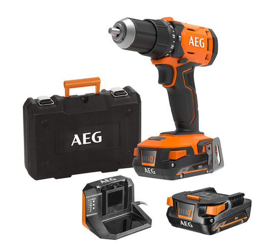 AEG 18 V Pro18V triecienurbjmašīna BSB18G4-202C - 60 Nm griezes moments, 2 x 18 V 2,0 Ah akumulatori un lādētājs iekļauti.