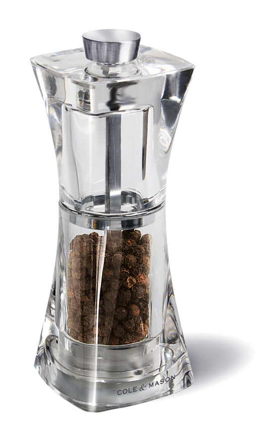 Cole & Mason H37401P Crystal Pepper Mill - 125mm acrylic, Precision+ grinding, stylish design for fresh spices.