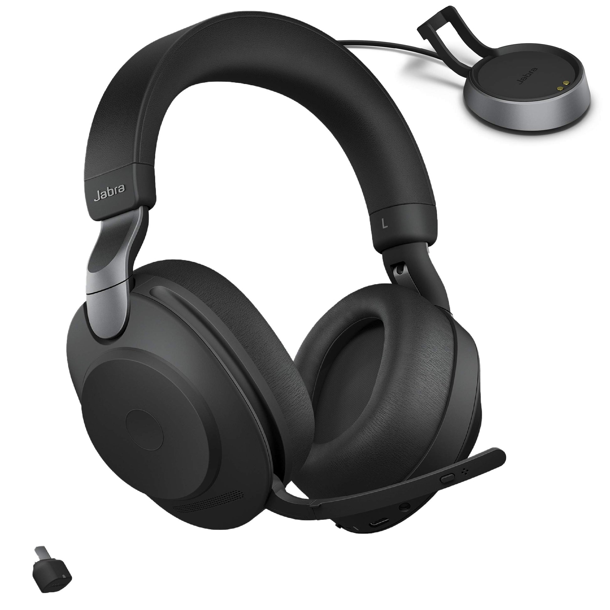 Jabra Evolve2 85 UC - bezvadu Bluetooth austiņas, 37 stundu akumulatora, uzlabota trokšņu slāpēšana, melnas.