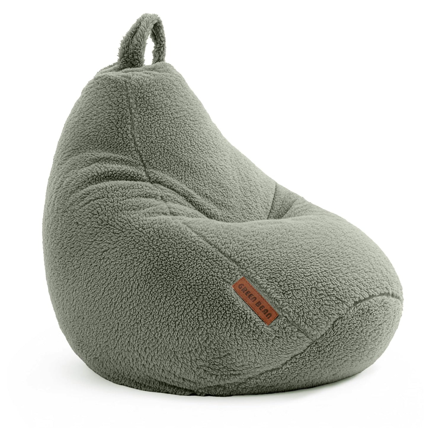 Sēžammaiss Green Bean bērniem Pup 50x50x60cm, teddystoffs, 90L EPS pērļu pildījums, zaļš, iekštelpu sēžamspilvens, mīksts, mazgājams, bean bag grīdas spilvens, lounge krēsls, sēžamais pufs