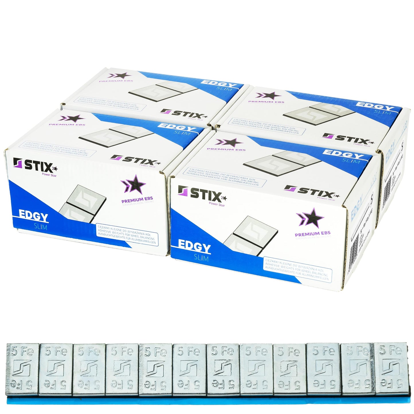 Līmējamie balansēšanas svari alumīnija diskiem Stix cinks 60 g 12x5 g 400 gab. Edgy Slim