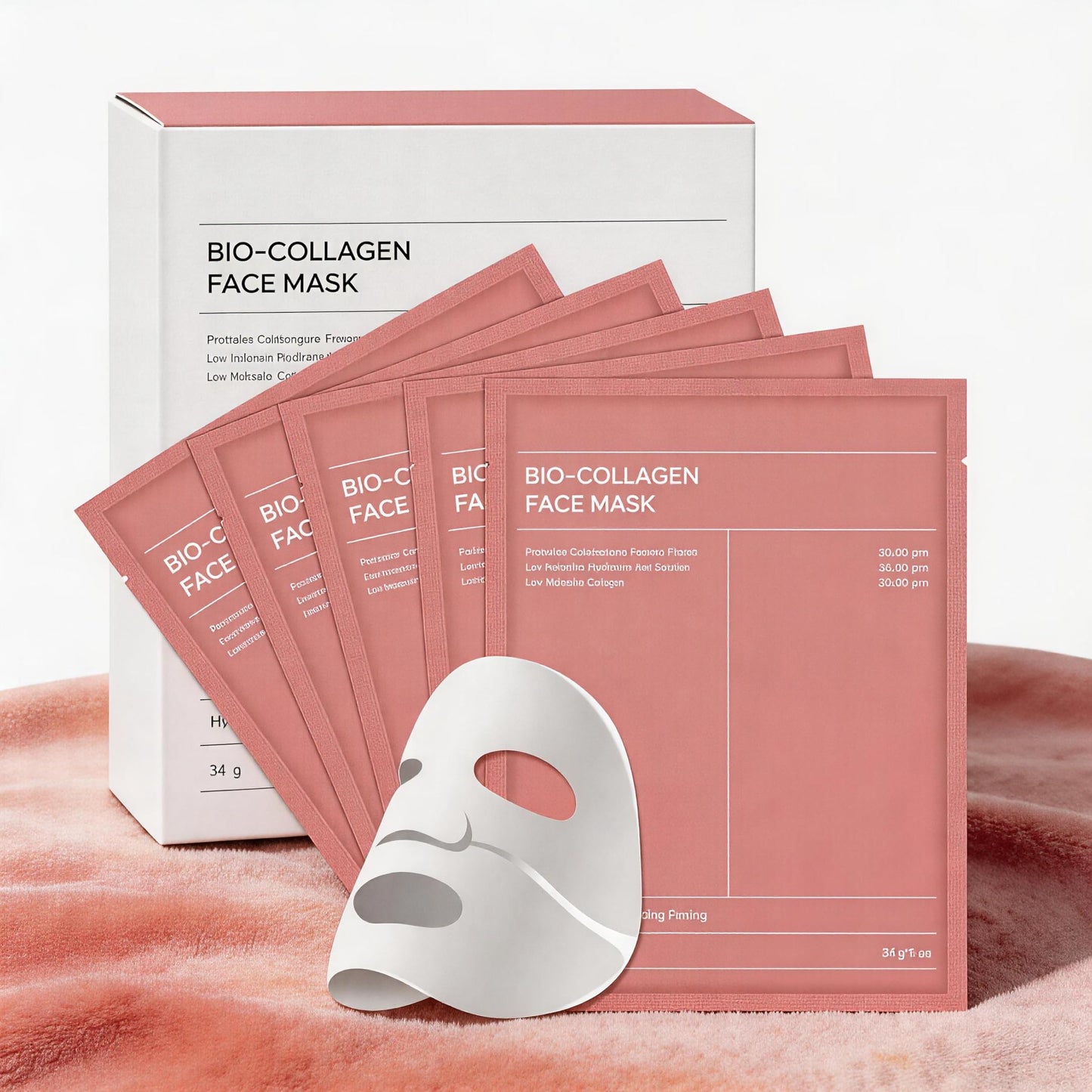 Bio-Collagen Real Deep Mask 5 gab. iepakojums – kolagēna hidrogelu sejas maska, mitrinoša, poru samazināšanai, pret grumbām, ādas savilkšanai