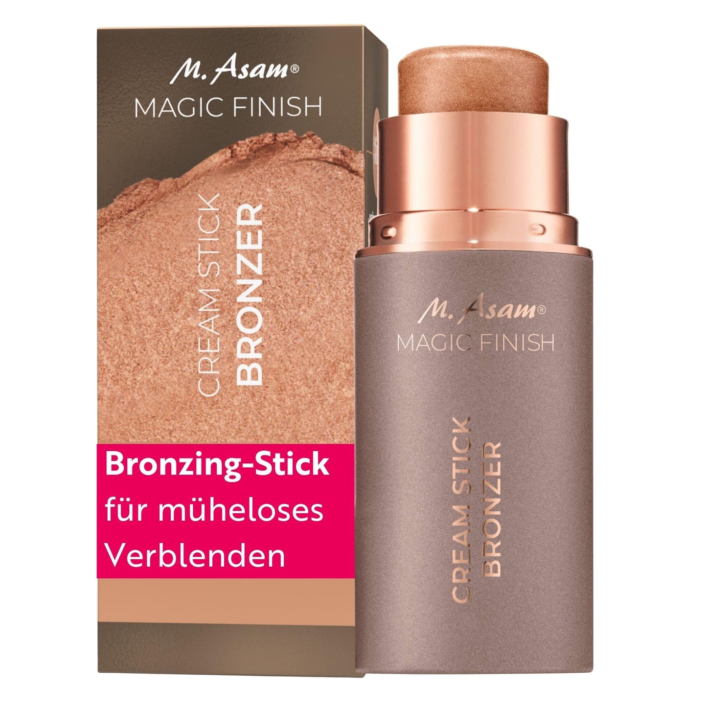 Bronzējošs stiks M. Asam Magic Finish Cream Stick Bronzer Beachy Tan (6g), dabisks mirdzums, saules skūpstīts tonis, krēmīga formula