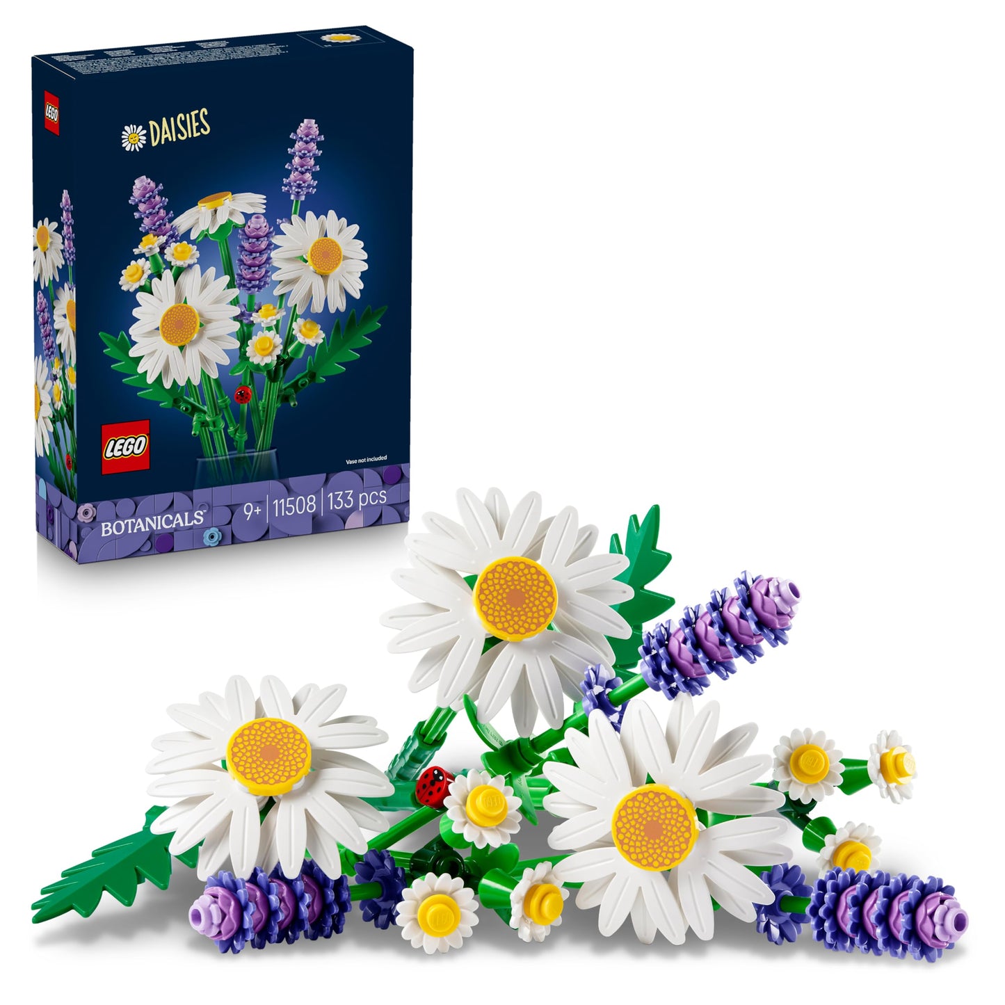 LEGO Botanicals margrietiņas - mākslīgo ziedu pušķis ar margrietiņām un lavandu - DIY dekors bērnistabai - dzimšanas dienas dāvana meitenēm no 9 gadiem - 11508
