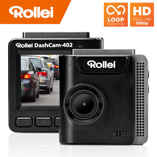 Rollei Dashcam 402 ar GPS un G-sensoru | likumīga automašīnas kamera priekšā | 1080p Full-HD | automašīnas kamera uzraudzībai un stāvvietas uzraudzībai | Dash Cam video reģistrators ar cikla funkciju