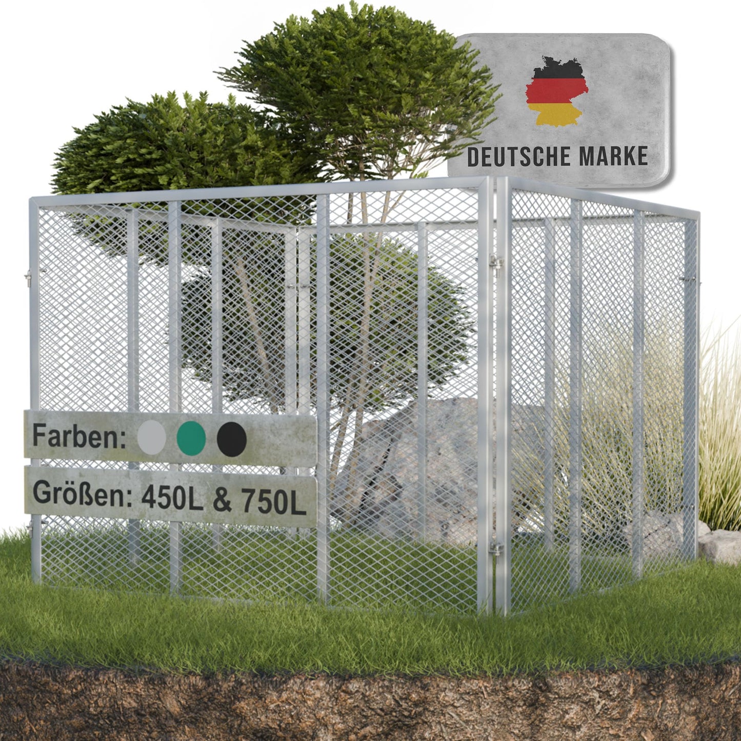 Metāla kompostētājs Heimfleiss® dārzam 750L 100x100x75 cm - cinkots