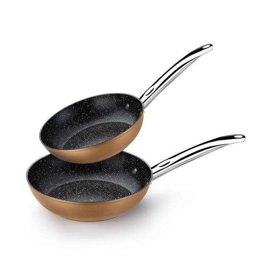 Monix Copper - komplekts ar 2 pannām, vara efekts, 20-24 cm, nelīpošs titāna pārklājums, piemērots indukcijai.