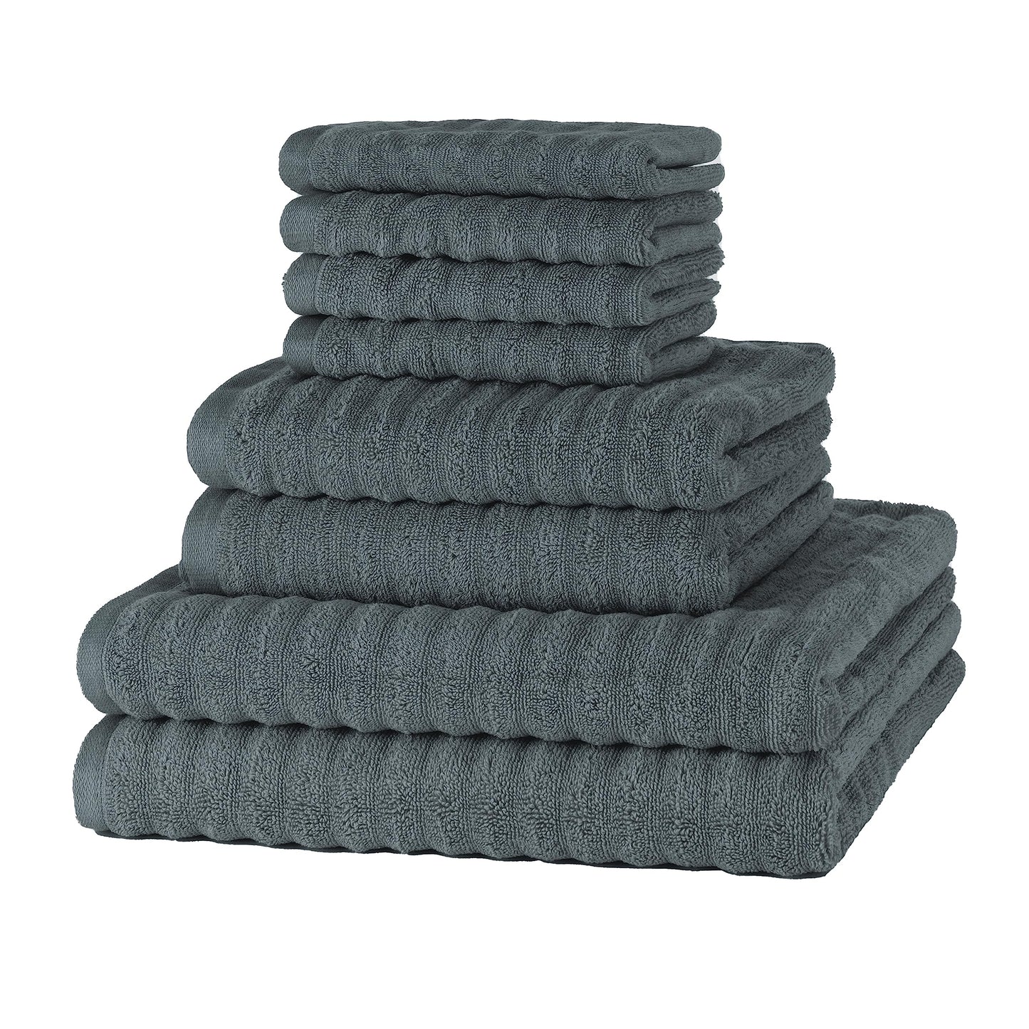 Dvieļu komplekts Merana OSLO, ātri žūstošs, mīksts un bez plūksnām, 100% kokvilna, OEKO-TEX, 590 GSM, tumši pelēks, 8 daļas
