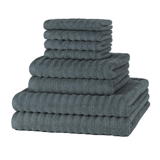 Dvieļu komplekts Merana OSLO, ātri žūstošs, mīksts un bez plūksnām, 100% kokvilna, OEKO-TEX, 590 GSM, tumši pelēks, 8 daļas