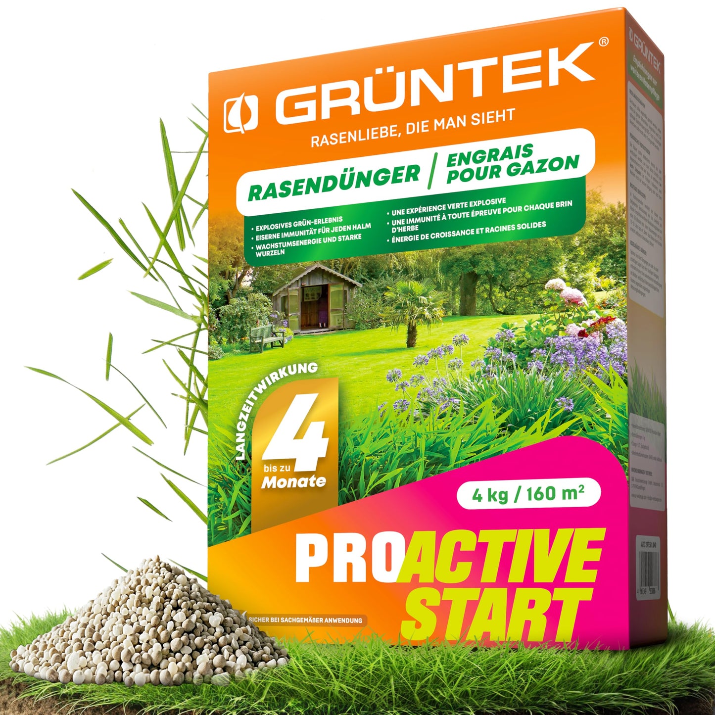Zāliena mēslojums GRÜNTEK ProActive START pavasara turbo starteris NPK, 4kg
