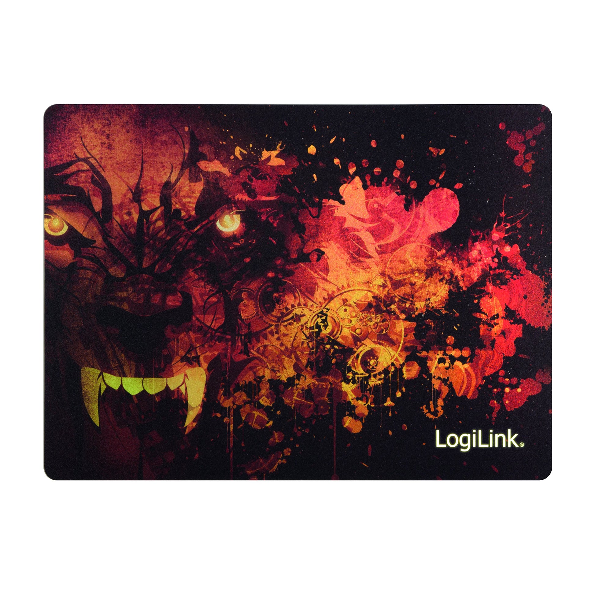 LogiLink ID0141 Ultra plāns Glimmer Gaming peles paliktnis - vilku dizains, tumši sarkans, speciāls pārklājums.
