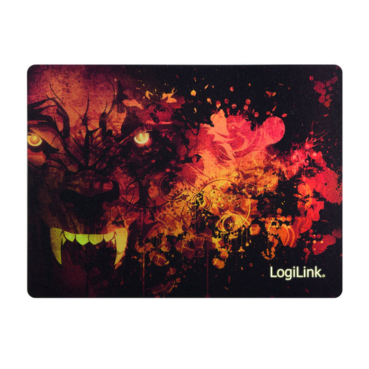 LogiLink ID0141 Ultra plāns Glimmer Gaming peles paliktnis - vilku dizains, tumši sarkans, speciāls pārklājums.
