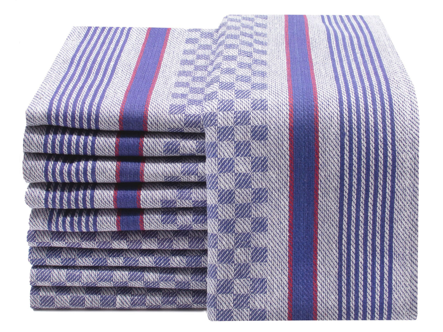 Virtuves dvieļi ZOLLNER, 10 gab., 45x90 cm, kokvilnas, zili ar rūtiņu rakstu