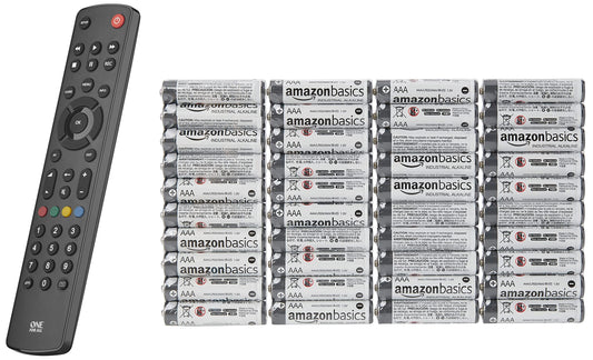 Viens visiem kontūru universālais tālvadības pults - TV/Smart TV vadība - darbojas ar visām ražotāju markām - URC1210 un Amazon Basics AAA rūpnieciskās sārma baterijas, 40 gabalu iepakojums